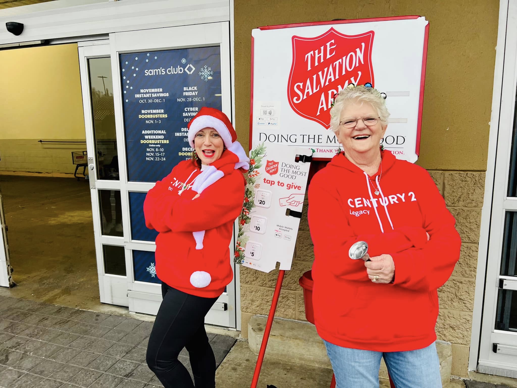 Two CENTURY 21 Legacy agents volunteering as bell ringers with The Salvation Army